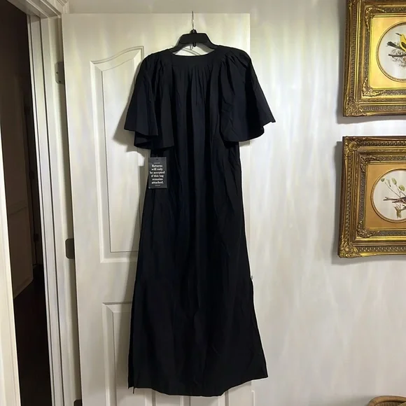 Pomander Place | NEW Black Finley Flutter Sleeve Cotton Long Maxi Dress Size XL - Picture 3 of 9
